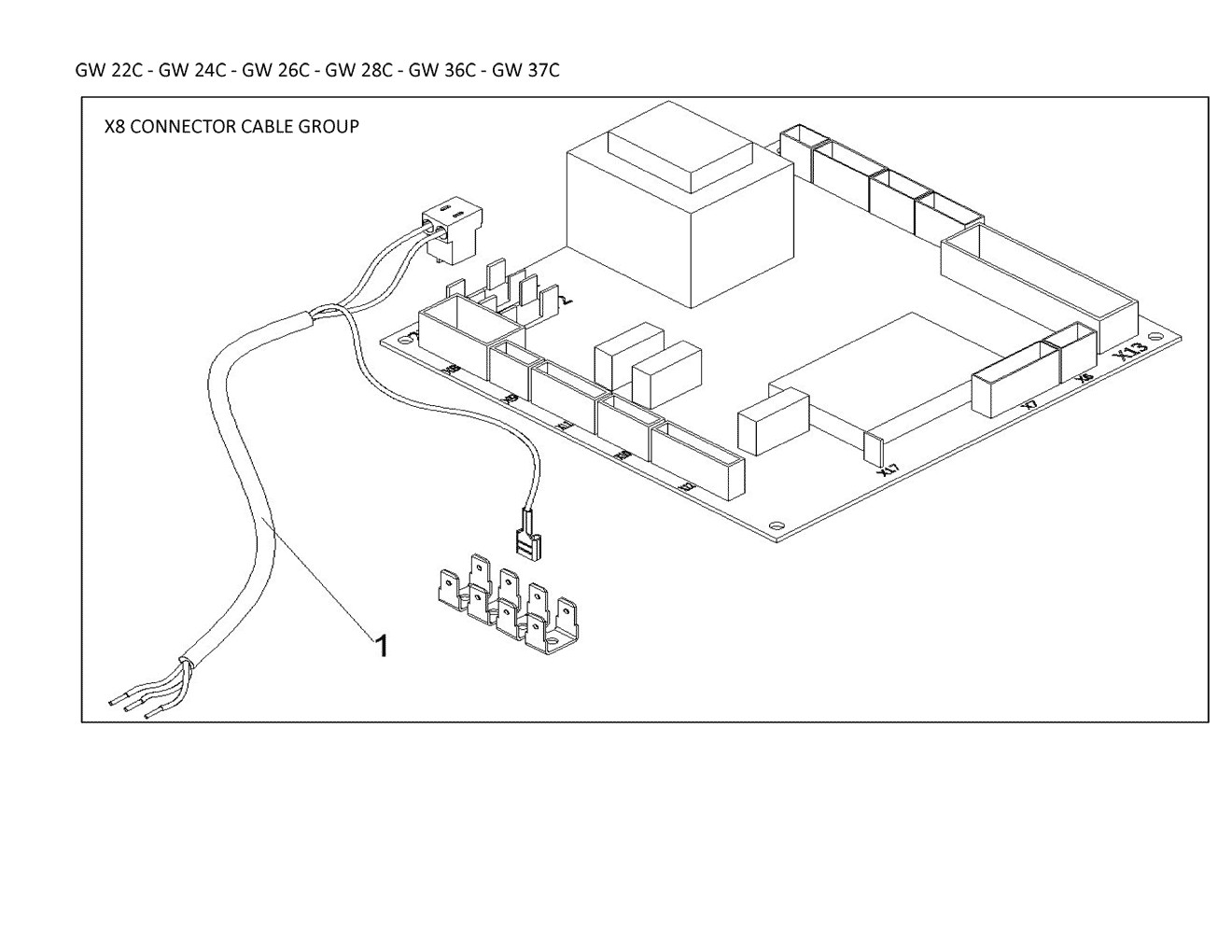 GW 28C connecteur X8 Pièces détachées DAIKIN pour GW 28C connecteur X8 cartes