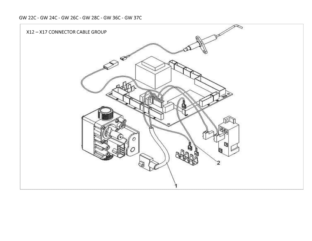 GW 28C connecteur X12-X17 Pièces détachées DAIKIN pour GW 28C connecteur X12-X17 cartes