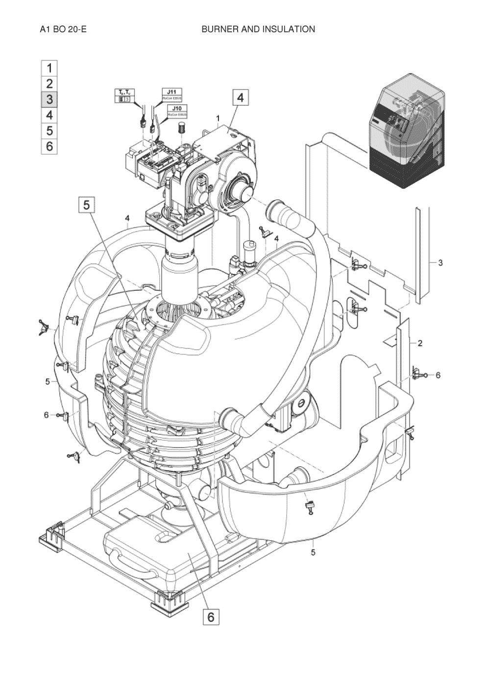 Vue Eclateé pourA1 BO 27-E Bruleur et isolationde marque DAIKIN.