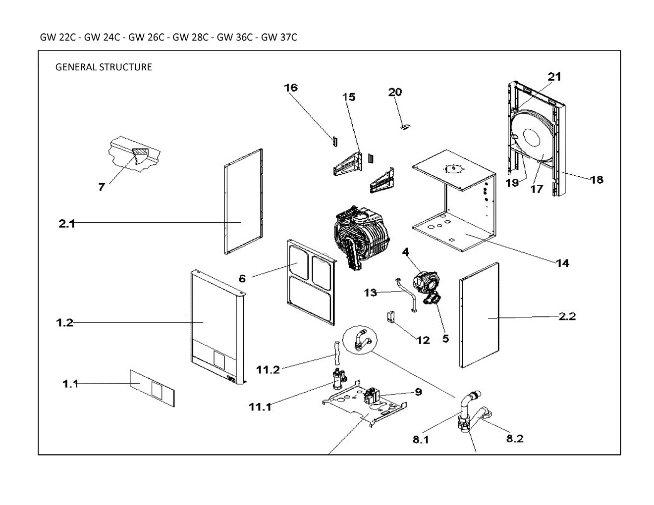 GW24C structure général Pièces détachées DAIKIN pour GW24C 