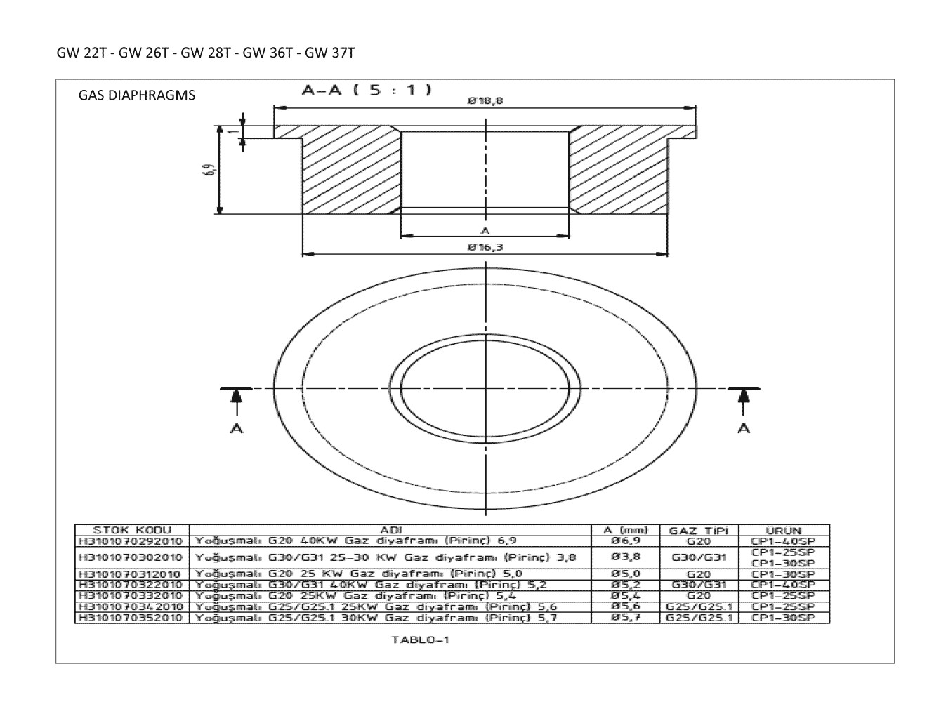 GW36T diaphragme Pièces détachées DAIKIN pour GW36T diaphragme cartes
