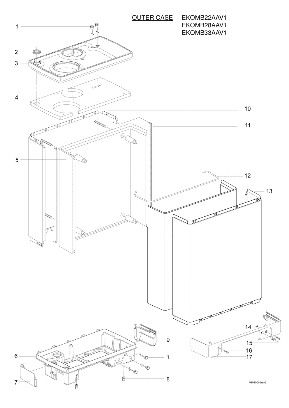 EKOMB28AAV1 structure général Pièces détachées DAIKIN pour EKOMB28AAV1 structure général cartes