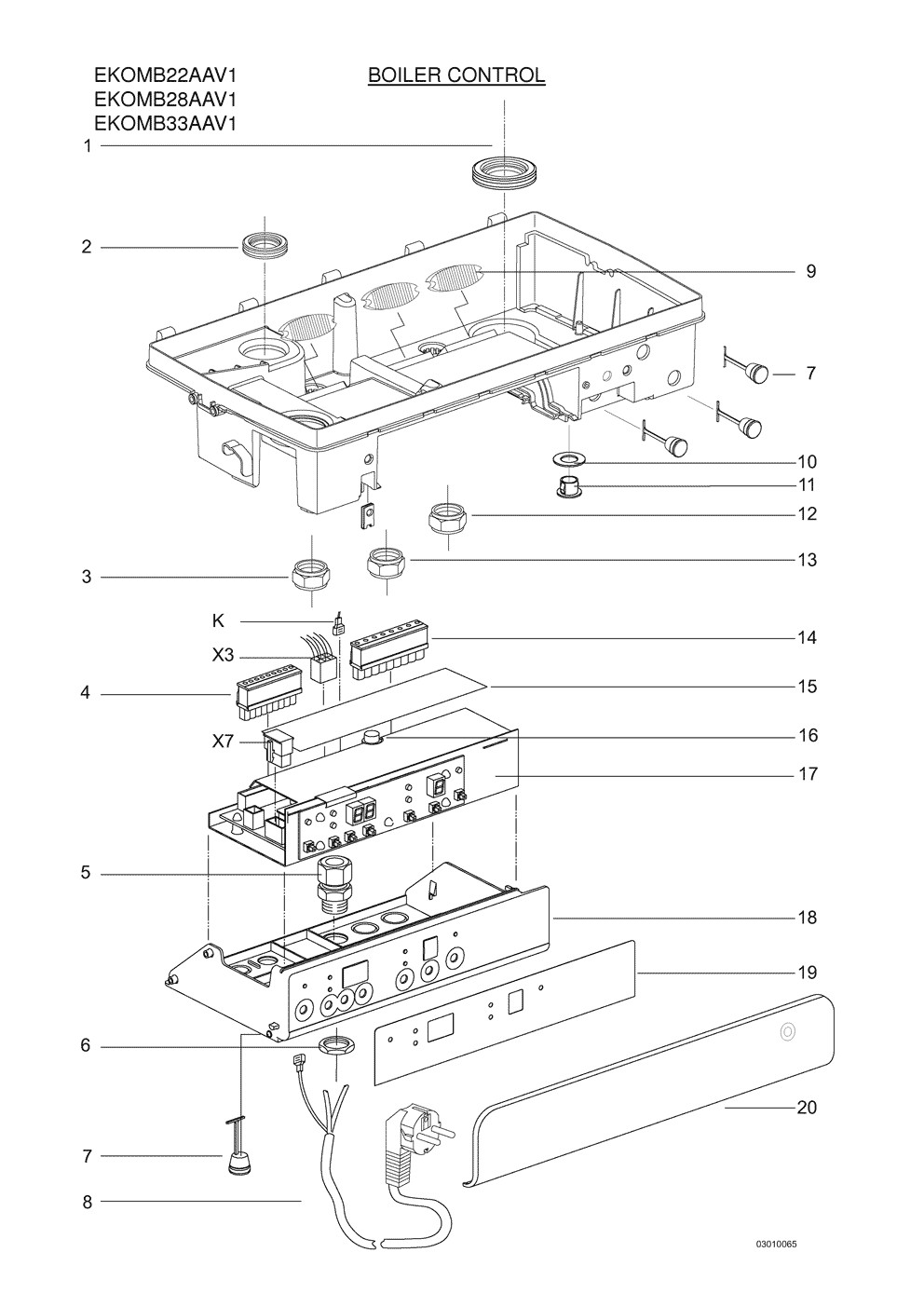 EKOMB33AAV1 partie contrôle Pièces détachées DAIKIN pour EKOMB33AAV1 partie contrôle cartes