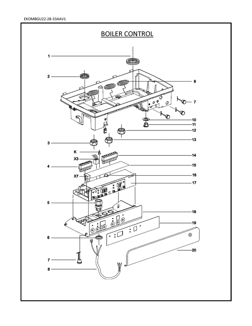EKOMBGU28AAV1 partie contrôle Pièces détachées DAIKIN pour EKOMBGU28AAV1 partie contrôle cartes
