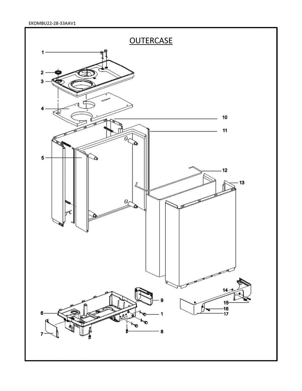 EKOMBU22AAV1 structure général Pièces détachées DAIKIN pour EKOMBU22AAV1 structure général cartes