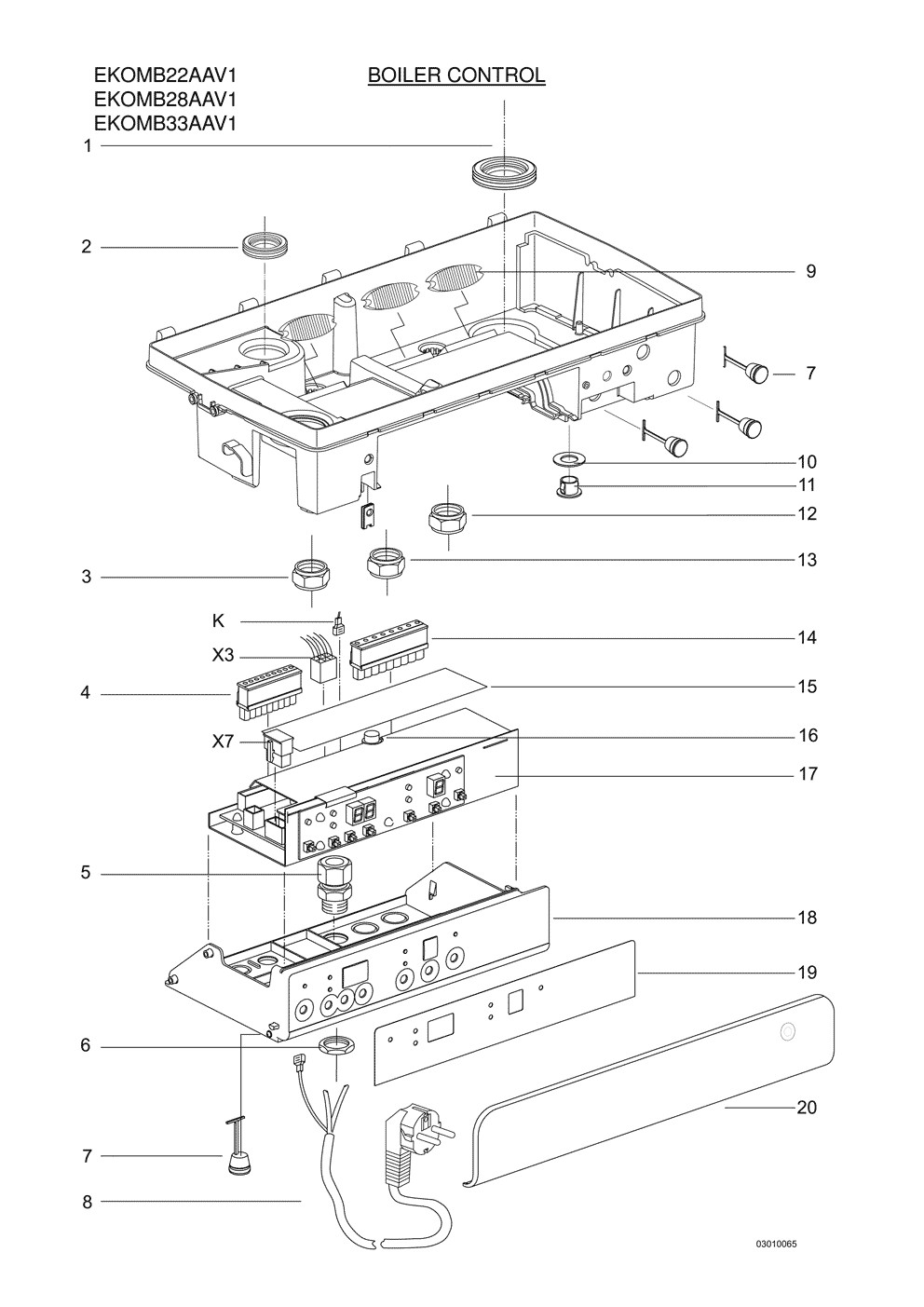 EKOMB22AAV1H partie contrôle Pièces détachées DAIKIN pour EKOMB22AAV1H partie contrôle cartes