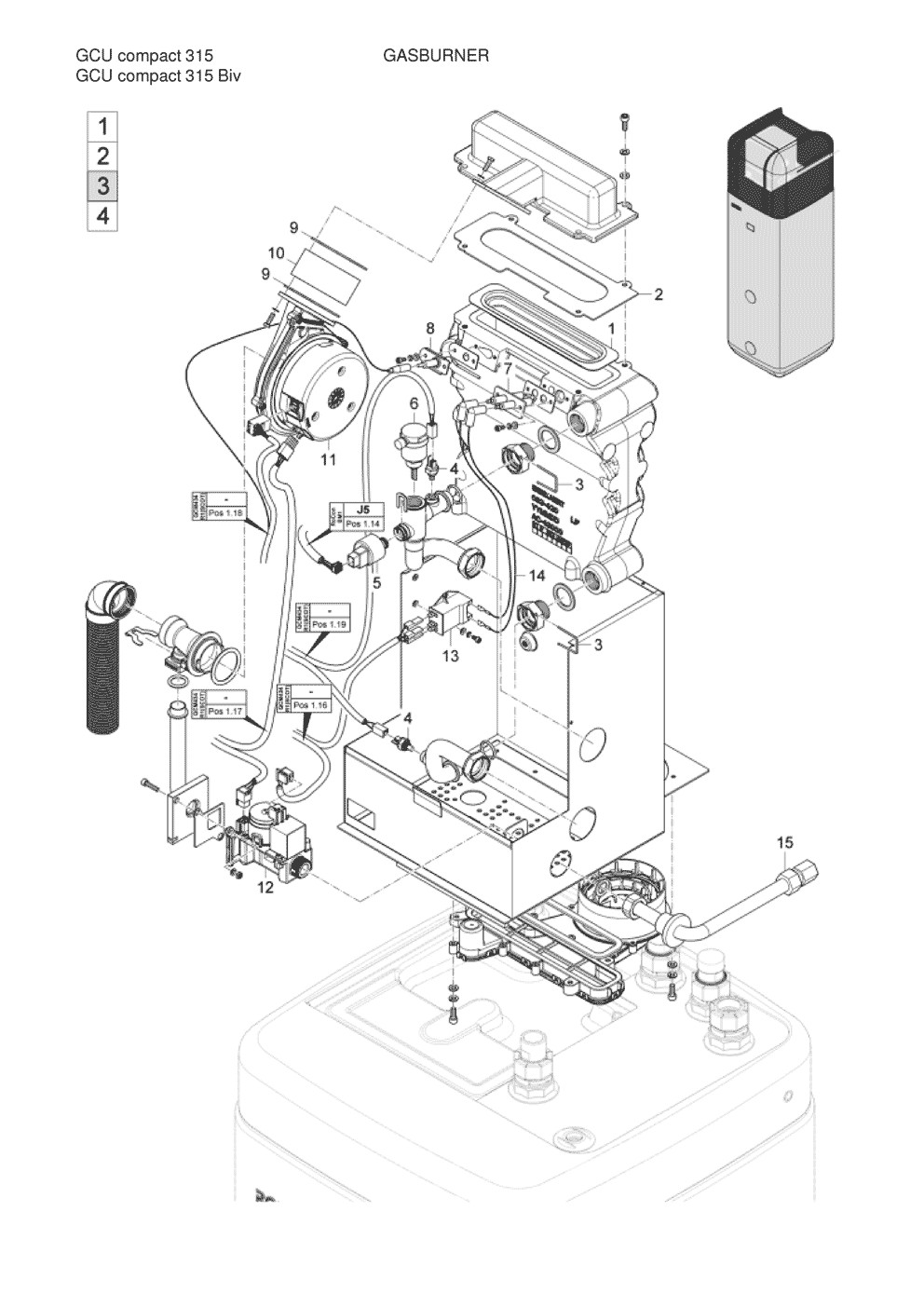 GCU compact 315 Gaz Pièces détachées DAIKIN pour GCU compact 315 Gaz cartes