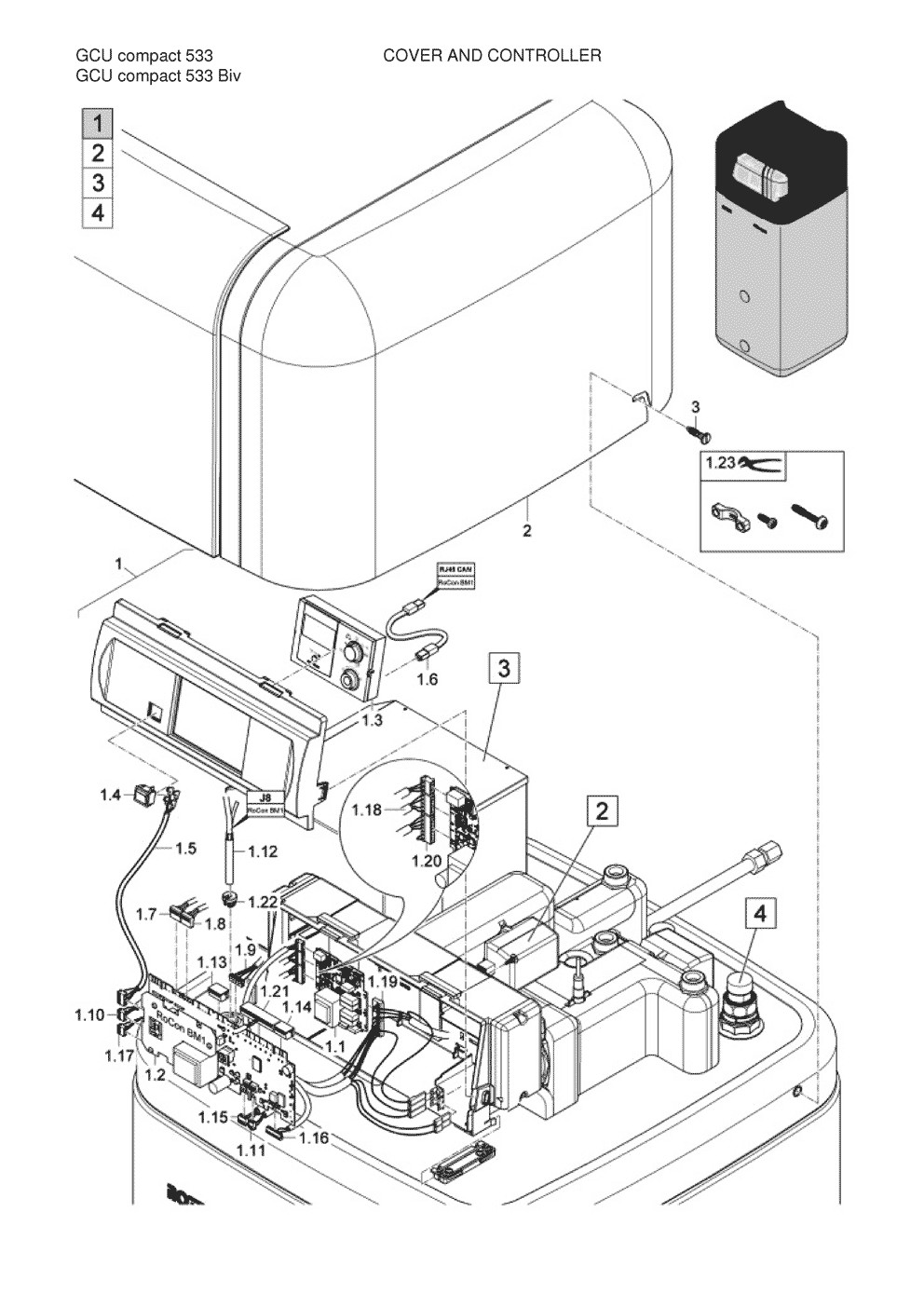 GCU compact 324 Biv couvercle et controleur Pièces détachées DAIKIN pour GCU compact 324 Biv couvercle et controleur cartes