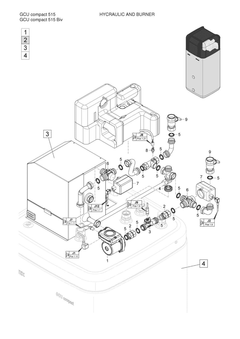 GCU compact 524 Biv Hydraulique et bruleur Pièces détachées DAIKIN pour GCU compact 524 Biv Hydraulique et bruleur cartes