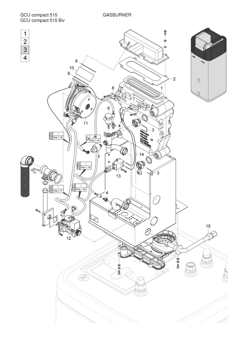 GCU compact 524 Biv Gaz Pièces détachées DAIKIN pour GCU compact 524 Biv Gaz cartes