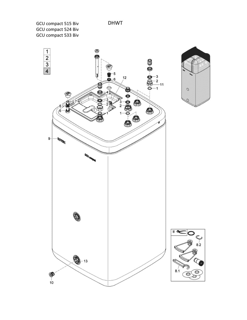GCU compact 533 Biv Ballon Pièces détachées DAIKIN pour GCU compact 533 Biv Ballon cartes