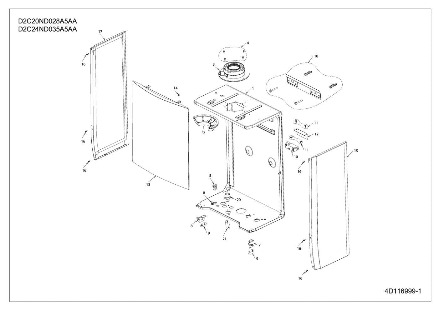 D2C24ND035A5AA structure Pièces détachées DAIKIN pour D2C24ND035A5AA structure cartes