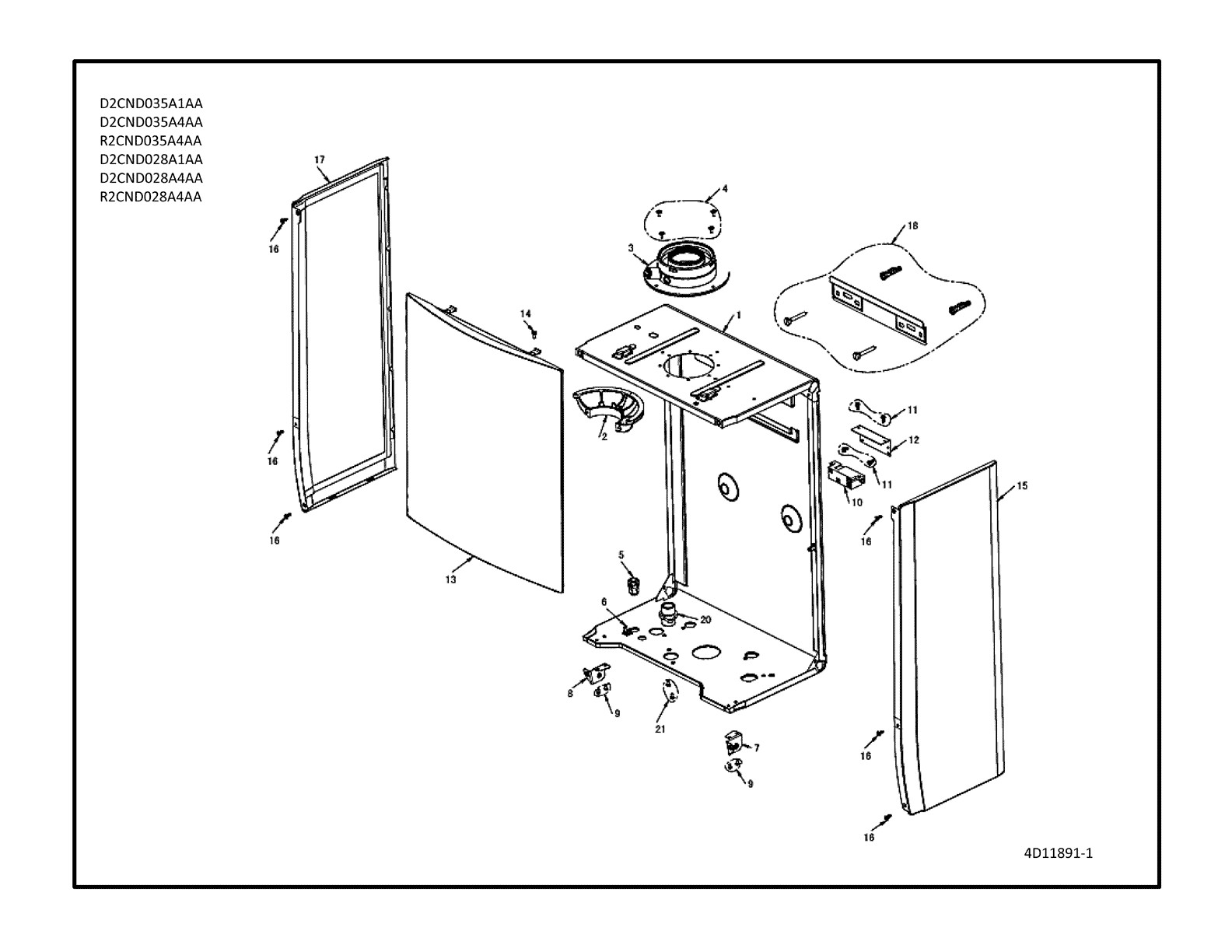 D2CND035A1AA  structure Pièces détachées DAIKIN pour D2CND035A1AA  structure cartes